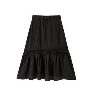 太平鸟太平鸟女装夏季抽皱长裙A1GFD2C01 黑色 XL