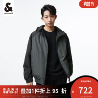 杰克·琼斯（JACK&JONES）秋季男装潮流山系户外长袖上衣拼色休闲宽松连帽夹克外套男士 黑/Black 170/92A/S