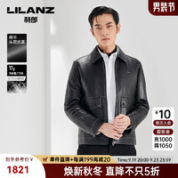 LILANZ 利郎 真皮皮衣男冬季厚款拉链门襟明线时尚鹅绒皮夹克外套 黑(22DZP0621Y) 165/84A