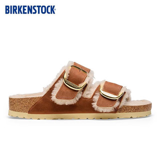 BIRKENSTOCK软木拖鞋大巴扣毛毛鞋Arizona Big Buckle系列 棕色窄版1025441 36