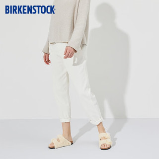 BIRKENSTOCK软木拖鞋秋冬女款时尚大巴扣毛毛鞋Arizona Teddy系列 白色窄版1023130 38