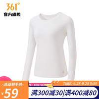 361°361度运动t恤女2022夏季常规舒适上衣圆领长T恤 本白 XS