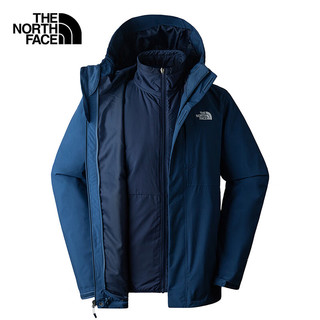 北面（The North Face）三合一冲锋衣男户外防风保暖外套含内胆两件套 926/蓝色 S/165