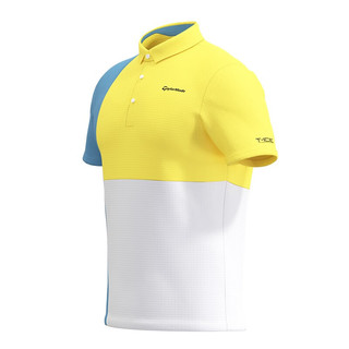 Taylormade泰勒梅 高尔夫服装男士夏季短袖T恤 23年时尚拼色POLO衫  U21416 黄色 XO=2XL