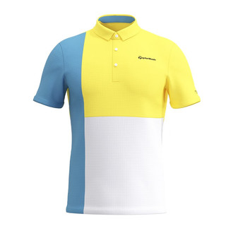 Taylormade泰勒梅 高尔夫服装男士夏季短袖T恤 23年时尚拼色POLO衫  U21416 黄色 XO=2XL
