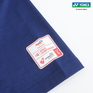 YONEX/尤尼克斯 YOB23190EX 2023世锦赛纪念T恤 羽毛球服运动T恤yy 蓝宝石藏青 O