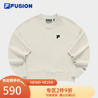 FILAFUSION斐乐潮牌女子针织卫衣套头衫2023冬纯棉时尚宽松 灰麦色-BG 160/80A/S