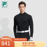 斐乐（FILA） 男子针织长袖上衣防晒高尔夫运动外套 深黑-BK 185/104A/XXL