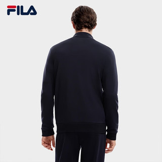 斐乐（FILA） 男子针织长袖外套时尚简约商务休闲上衣 正黑色-BK 175/96A/L