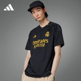 adidas阿迪达斯男皇马球迷版第二客场足球运动短袖球衣IN9846 黑色 L