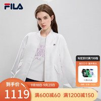 斐乐（FILA） 女子梭织外套时尚休闲简约棒球领上衣 标准白-WT 170/88A/L