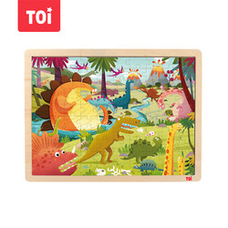 TOI 图益 儿童故事拼图玩具幼儿木质拼图拼板宝宝木制玩具3-4-5-6岁100片恐龙大陆
