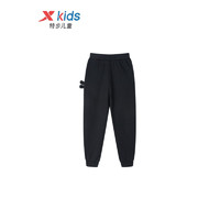 XTEP 特步 童装儿童针织长裤幼小童女童长裤 正黑色 120cm