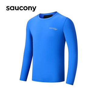 Saucony索康尼男子透气跑步长袖T恤2023长袖针织衫速干亲肤透气T恤男 亮彩蓝 S
