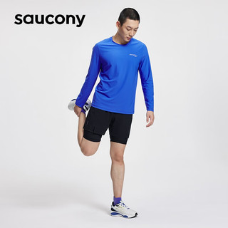 Saucony索康尼男子透气跑步长袖T恤2023长袖针织衫速干亲肤透气T恤男 亮彩蓝 S