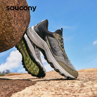 saucony 索康尼 AURA TR男鞋户外越野跑鞋男防滑耐磨徒步登山运动鞋子 咖啡黑15 40.5