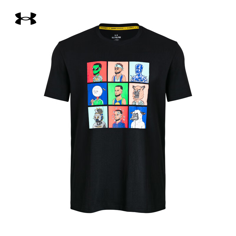 安德玛 UNDERARMOUR）库里Curry男子篮球运动印花短袖T恤1379860 黑色001