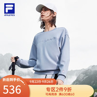 斐乐（FILA） 女子套头卫衣宽松休闲圆领长袖运动女装上衣 银灰蓝-BU 155/76A/XS