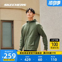 斯凯奇Skechers男款针织连帽运动外套拉链纯色简约P423M058 01DN S