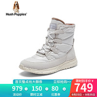 暇步士（Hush Puppies）雪地靴女士高帮工装时尚加绒短靴B1W11DD3 中白 38