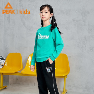 匹克（PEAK）童装儿童圆领卫衣男大童字母印花运动上衣休闲长袖 菓子绿 130