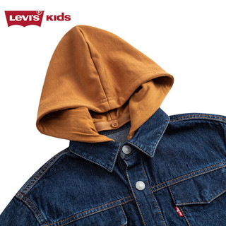 Levi's 李维斯 童装男童牛仔夹克秋儿童可拆卸连帽舒适纯棉外套 消失蓝 110/52