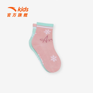 ANTA 安踏 儿童袜子女童长袜冬季保暖长款舒适加厚长筒袜子 粉色-1 S  3-5岁