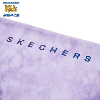 Skechers女童针织长袖T恤轧染插肩袖运动上衣P423G004 焕影迷雾紫满印/03HH 120cm