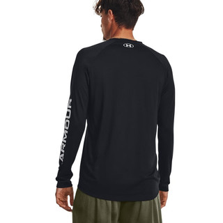 安德玛（UNDERARMOUR）秋冬Tech男子印花训练运动长袖T恤1379782 黑色001 M