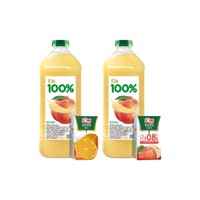 汇源 100%果汁整箱装桃汁  2L*2瓶