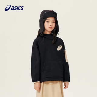 asics/亚瑟士童装20男女儿童宽松时尚保暖连帽梭织卫衣 001黑色 110cm