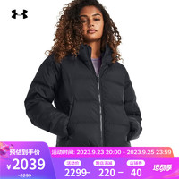 安德玛（UNDERARMOUR）秋冬ColdGear女子短款训练运动鸭绒羽绒服1378861 黑色001 M