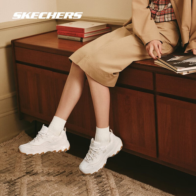 歙州 斯凯奇熊猫鞋Skechers女鞋厚底增高百搭复古老爹鞋149807 WHT