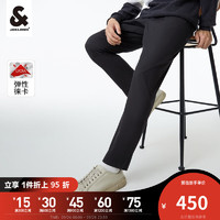 杰克·琼斯（JACK&JONES）秋季男装直筒商务休闲简约纯色刺绣弹力舒适百搭正装长裤潮流 黑色 165/72A/XSR