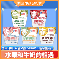 海河乳业 海河天津海河牛奶5种水果口味各2袋220ml*10袋/箱牛乳奶香常温