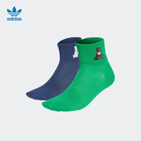 adidas阿迪达斯三叶草男女舒适短筒运动袜子 深蓝/绿 S