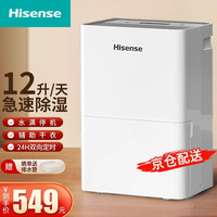 Hisense 海信 除湿机 家用抽湿机 轻音吸湿器干衣净化抽湿器去湿防潮干燥机地下室别墅专用大面积除湿 12L/天