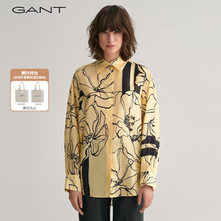 GANT甘特女士时尚气质桑蚕丝长袖衬衫|4300227 700黄色 32