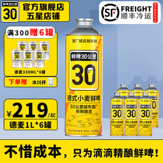 88VIP：鲜啤30公里 德式小麦 精酿啤酒 1L*6罐