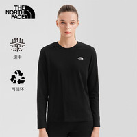 北面（The North Face）长袖T恤女款吸湿快干户外运动上衣秋冬|7QUI JK3/黑色 S/155