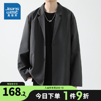 真维斯男装灰色西服美式休闲西装外套纯色便服EI 深灰2040 170/84A/M