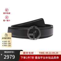 阿玛尼 EMPORIO ARMANI（ARMANI）男士牛皮革GA搭扣不可裁剪皮带腰带3.5cm Y2S477 YR42X 80001 黑色 110