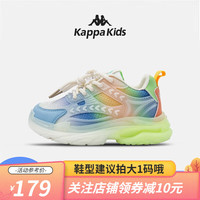Kappa Kids背靠背卡帕儿童鞋老爹鞋男女童春季软底防滑女孩运动休闲鞋20 绿色|拍大一码 34码