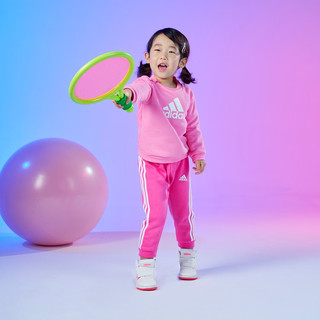 adidas阿迪达斯轻运动男女婴童运动圆领长袖套装 祈福粉/白色/脉冲洋红 A/86