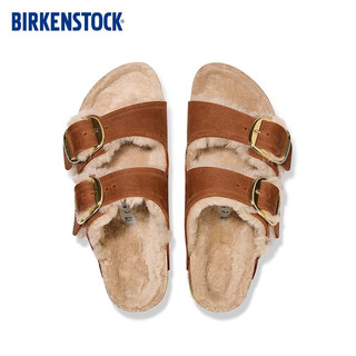 BIRKENSTOCK软木拖鞋大巴扣毛毛鞋Arizona Big Buckle系列 棕色窄版1025441 39