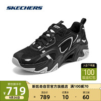 斯凯奇Skechers男鞋机甲鞋三代复古潮流厚底休闲运动鞋894254 BBK 44 