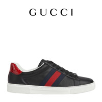 GUCCI古驰Gucci Ace系列饰织带男士运动鞋 黑色 9.5