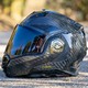 LS2 碳纤维后空翻头盔摩托车双镜片180°碳纤揭面盔四季3C认证FF901 亮黑 XL(建议58-59CM)