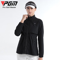 PGM高尔夫服装女士外套秋冬季衣服golf保暖舒适束腰设计立领外套 YF619-黑色 S