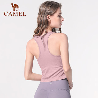 骆驼（CAMEL）瑜伽服女背心高级感一体织带胸垫内衣服外穿运动美背打底 YF52252008,藕紫 M